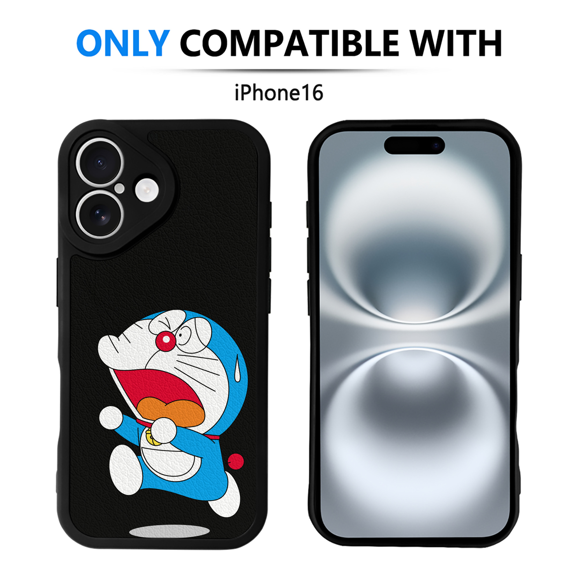（画像用） ドラえもん Doraemon 【iPhone 16シリーズ対応】シリコンスマホケース（レザー調） 材質：シリコン